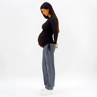 Black Maternity Rib Long Sleeves T-Shirt