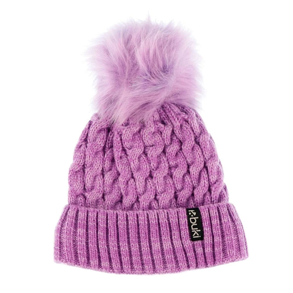 Tuque Tricot Pompon Mauve 7-14ans