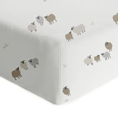 Crib Fitted Sheet - Lambs (Laura Lémerveil Exclusive)