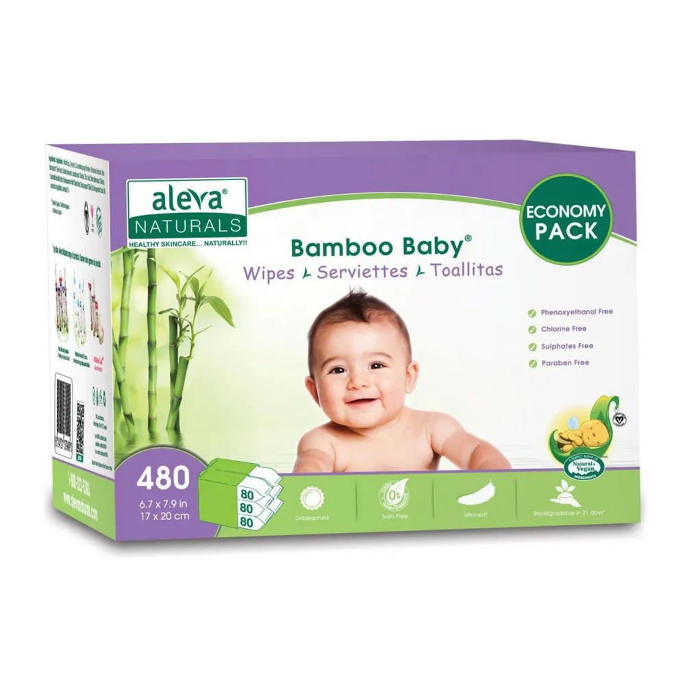 Bamboo Baby Wipes - 80 count x 6 (480 count)