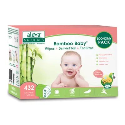 Serviettes Ultra-Sensible Bamboo Baby - 6 paquets de 72 (432)