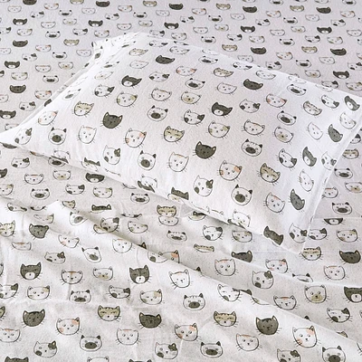 Ensemble de Draps Lit Simple - Flanelle Chat