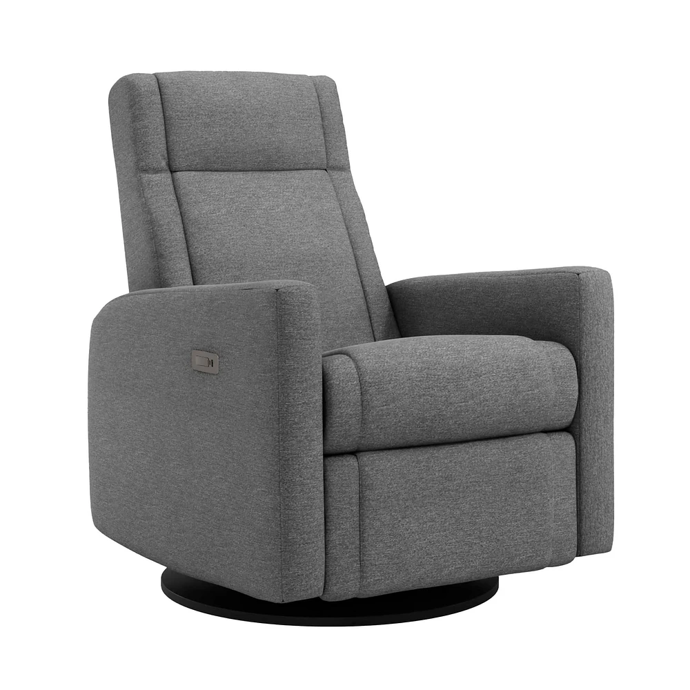 Rocking and Swivel PowerArmchair Nelly - Nexus Charcoal / Black - Motorized Electric