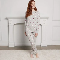 Santa Print Women Pajama Set