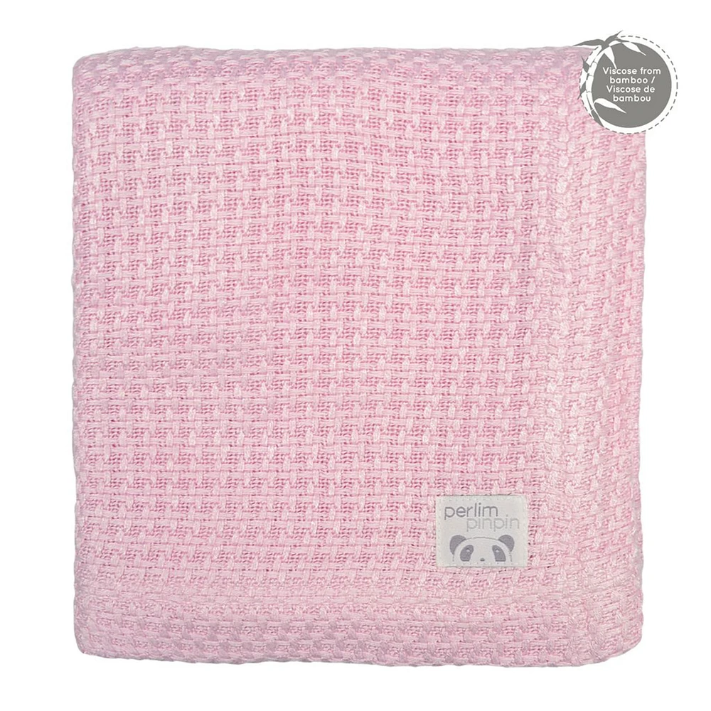 Couverture En Tricot de Bambou - Rose