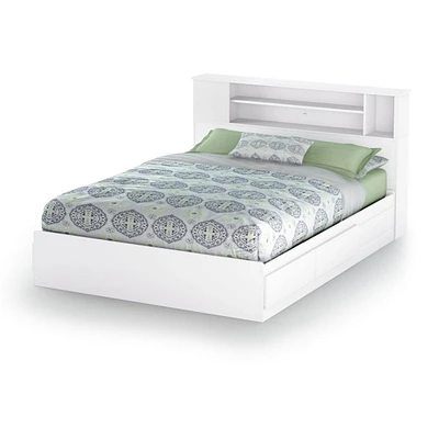 Queen Mates Bed and Bookcase Headboard Set - Vito Pure White