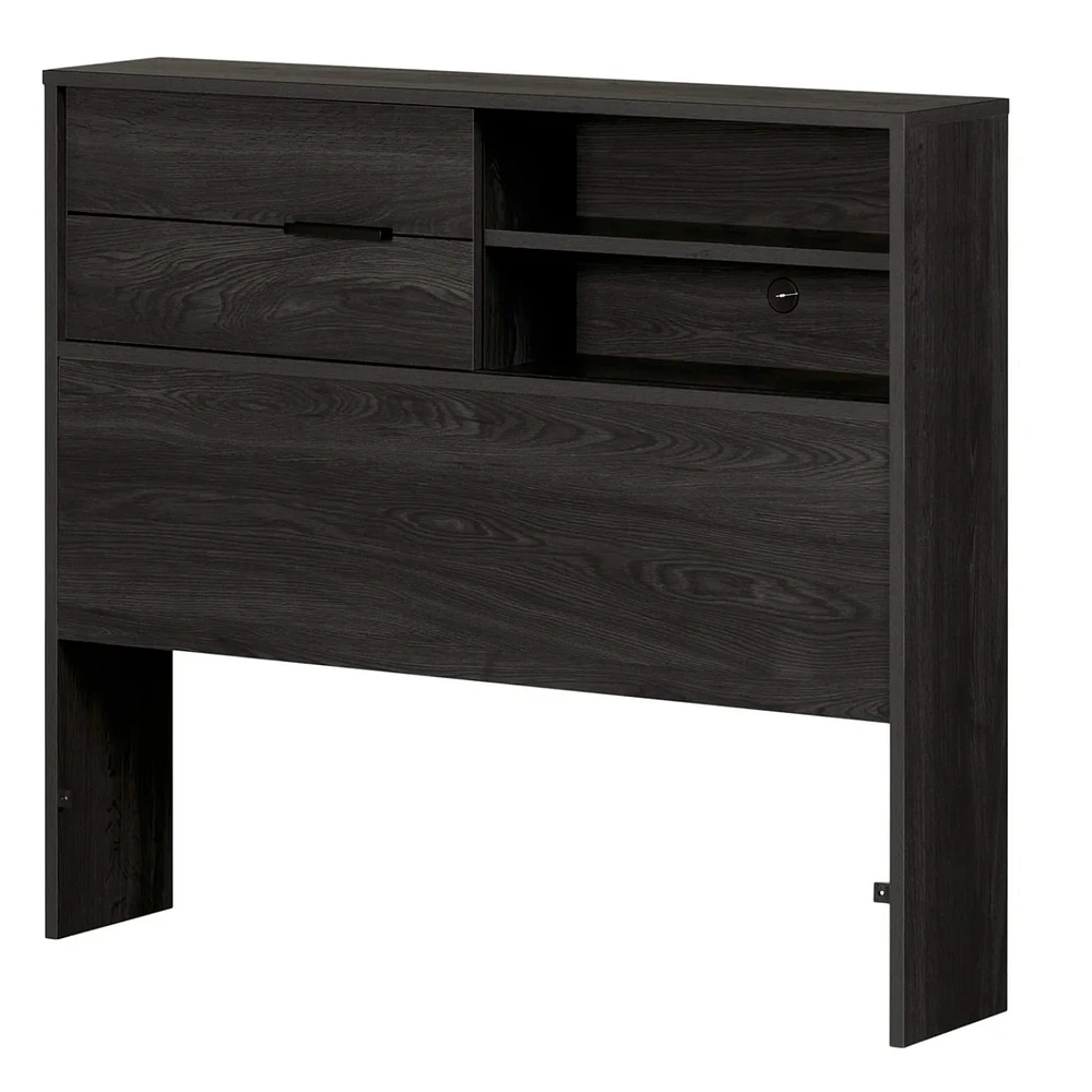 Fynn Twin Headboard with Storage - Gray Oak