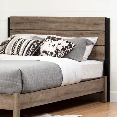 Munich Industrial Double / Queen Headboard - Weathered Oak and Matte Black