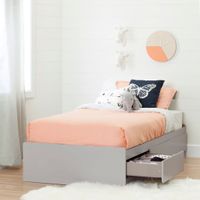 Cookie Twin Mates Bed with 3 Drawers - Soft Gray