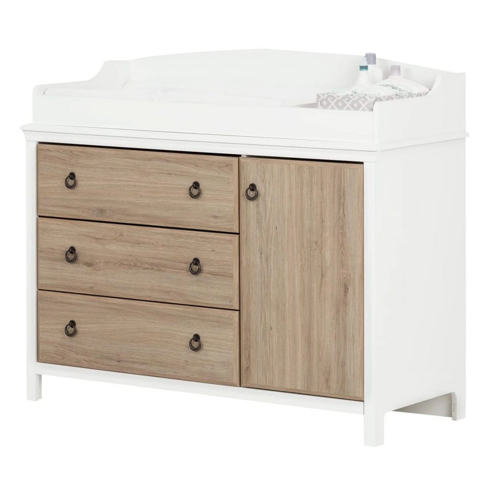 Catimini - Changing Table with Station - Pure White / Rustic Oak