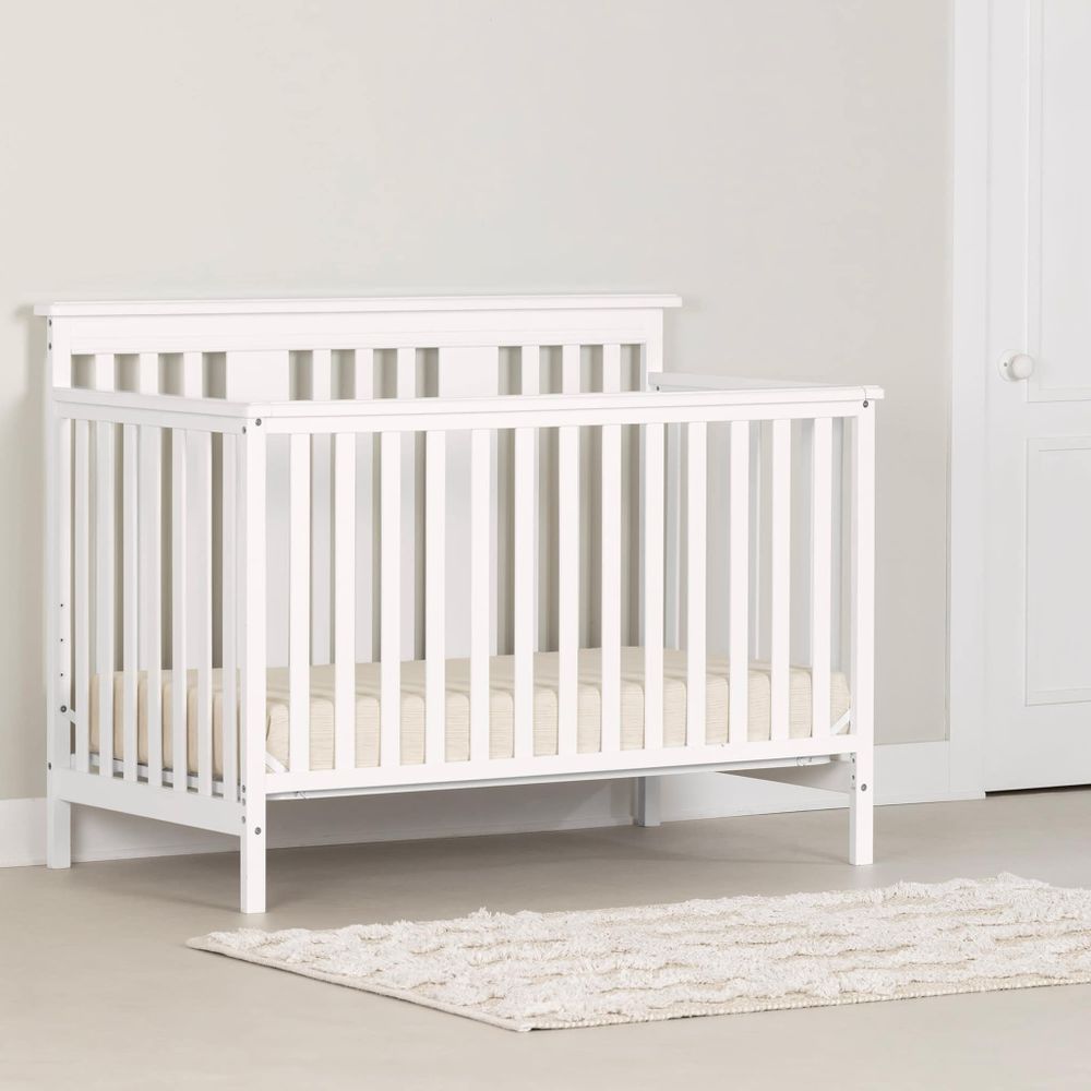 Cotton Candy Baby Crib 4 Heights with Toddler Rail - Pure White