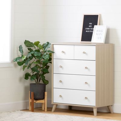 Yodi 5-Drawer Chest - Soft Elm and Pure White