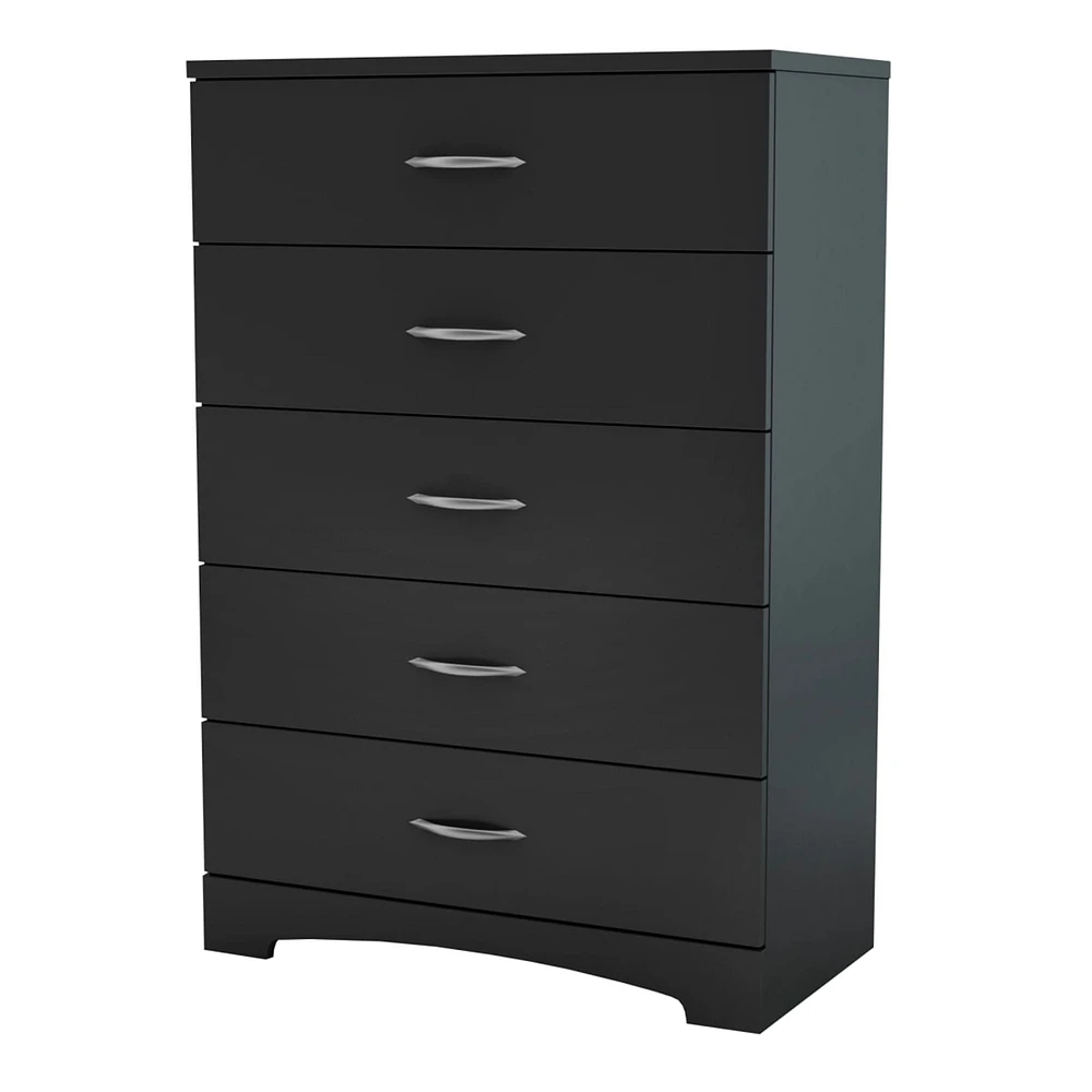 Commode 5 Tiroirs Step One - Noir Solide
