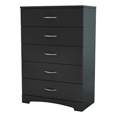 Commode 5 Tiroirs Step One - Noir Solide