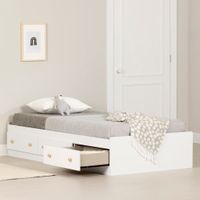 Summertime Twin Mates Bed with 3 Drawers - Pure White