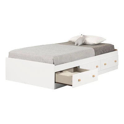 Summertime Twin Mates Bed with 3 Drawers - Pure White