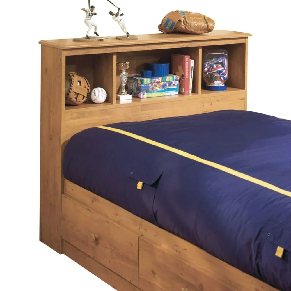 Little Treasures Bookcase Twin Headboard with Storage - Country Pine