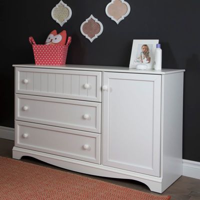 Savannah 3-Drawer Dresser with Door - Pure White