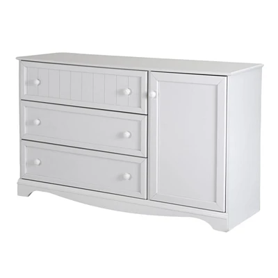 Commode 3 Tiroirs Avec Porte Savannah - Blanc Solide