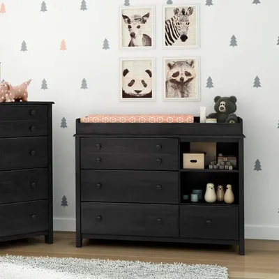 Little Smileys Changing Table with Station - Gray Oak