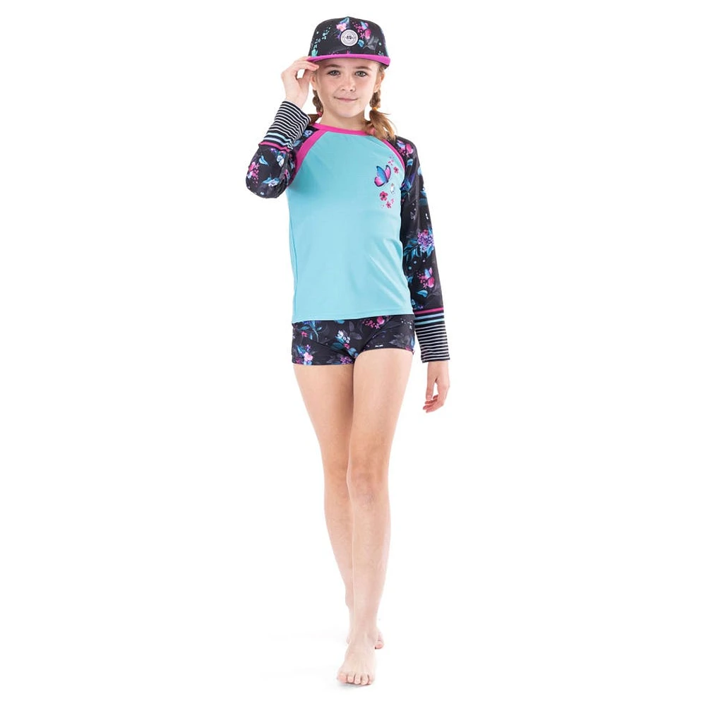 Maillot UV Manches Longues Deux Pièces Papillons 7-14ans