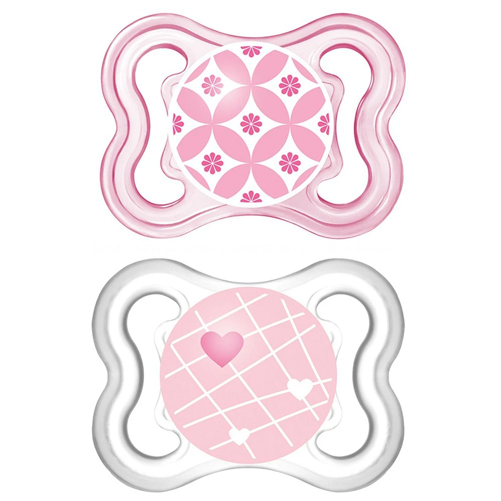 Suce Orthodontique Mini Air pour Peau Sensible 0-6mois Paquet de 2 - Rose