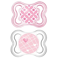 Suce Orthodontique Mini Air pour Peau Sensible 0-6mois Paquet de 2 - Rose