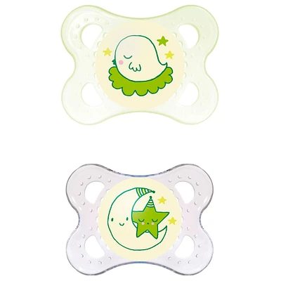 Night Orthodontic Pacifier 0-6months Set of 2 - Yellow Glow in the Dark