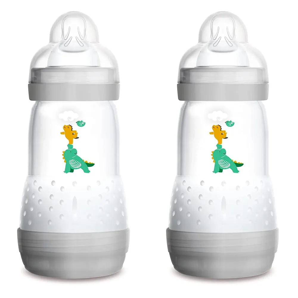 Mam Baby Easy Start Anti-Colic Baby 9oz Bottle Set of 2 - Grey