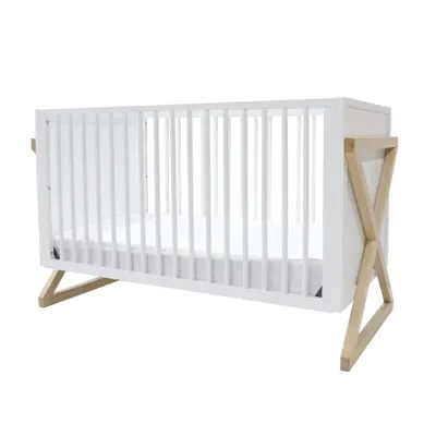 Crib - White & Natural Wood