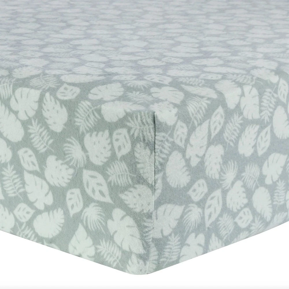 Drap Contour Flanelle pour Lit de Bébé - Feuilles Tropicales