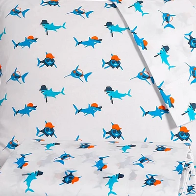 Twin Sheet Set - Gangsta Shark