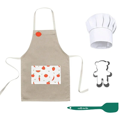 Ensemble Petit Chef Tablier et Chapeau - Beige