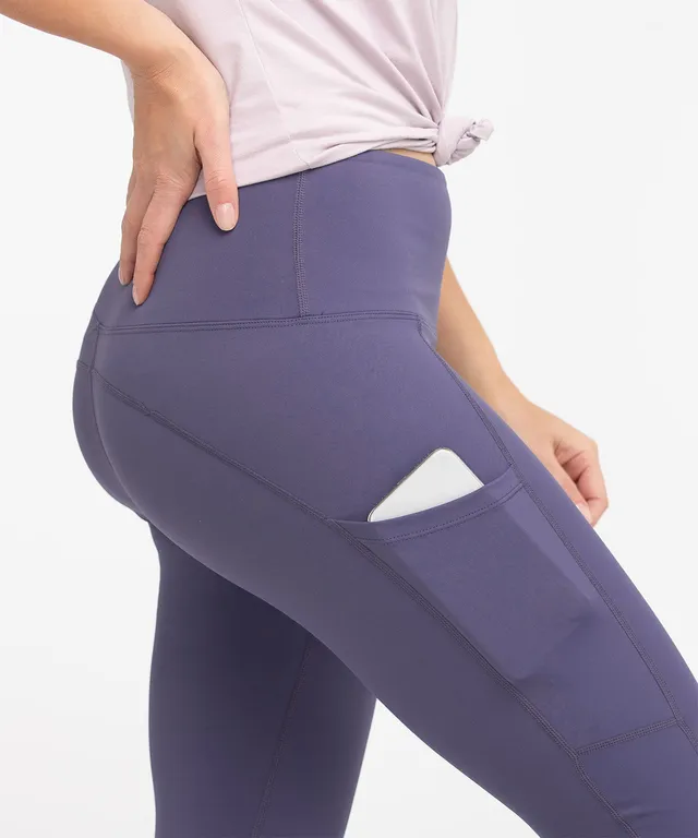 Yogalicious Lux Leggings High Rise Side Pockets Cropped Purple Medium