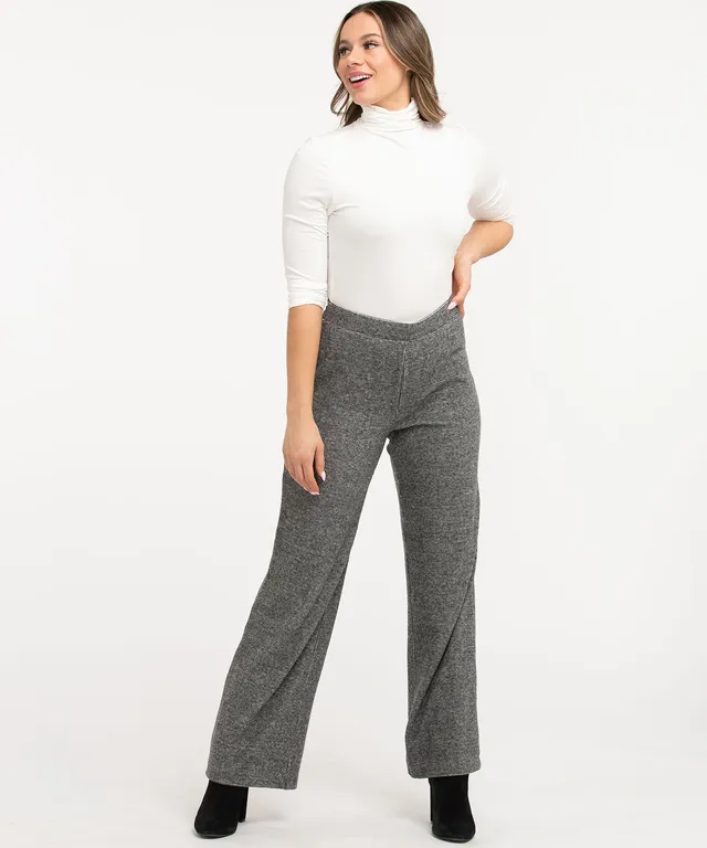 Women's Wide Leg Windowpane Ponte Pant