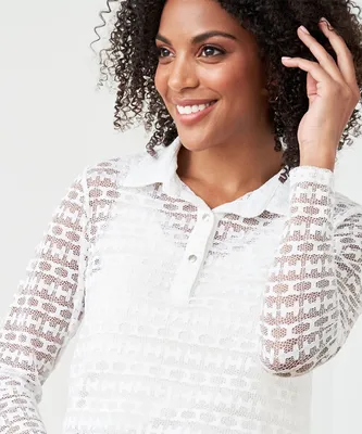 Long Sleeve Laced Collar Blouse | Cleo