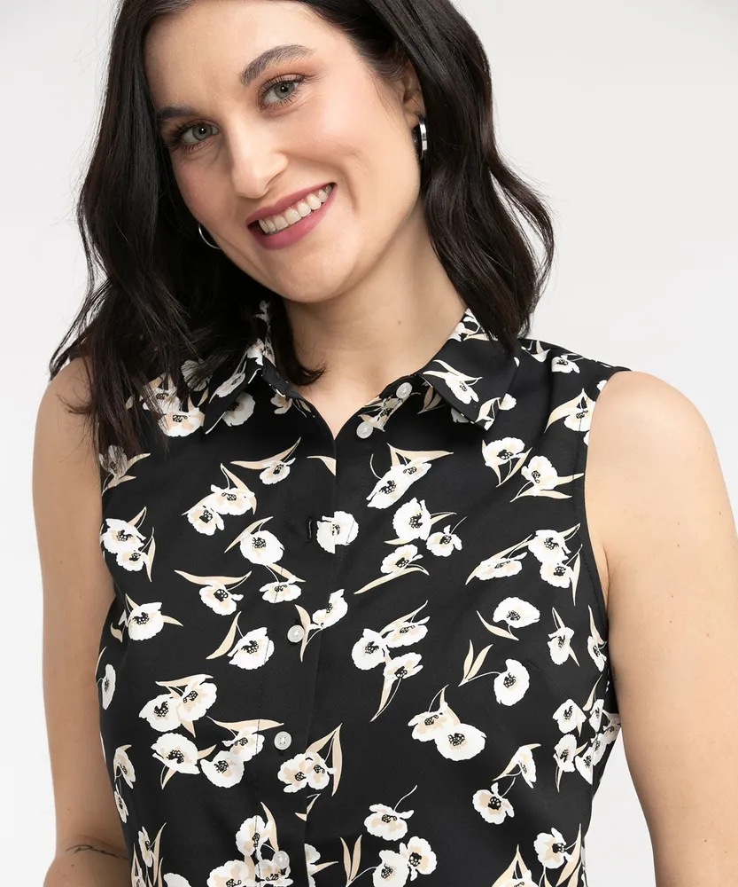 Sleeveless Button Front Blouse | Cleo