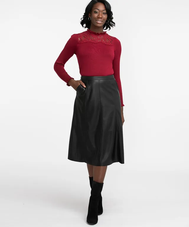 CLEO Vegan Leather A-line Skirt, Cleo