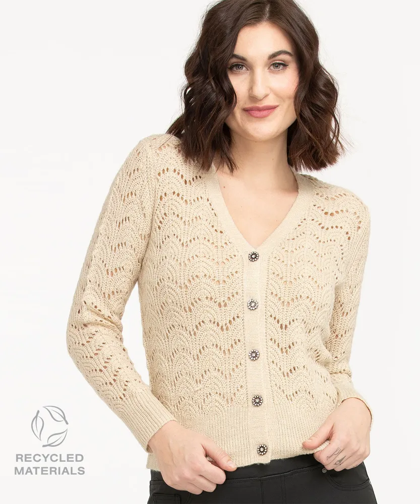 Recycled Cozy Pointelle Cardigan | Cleo