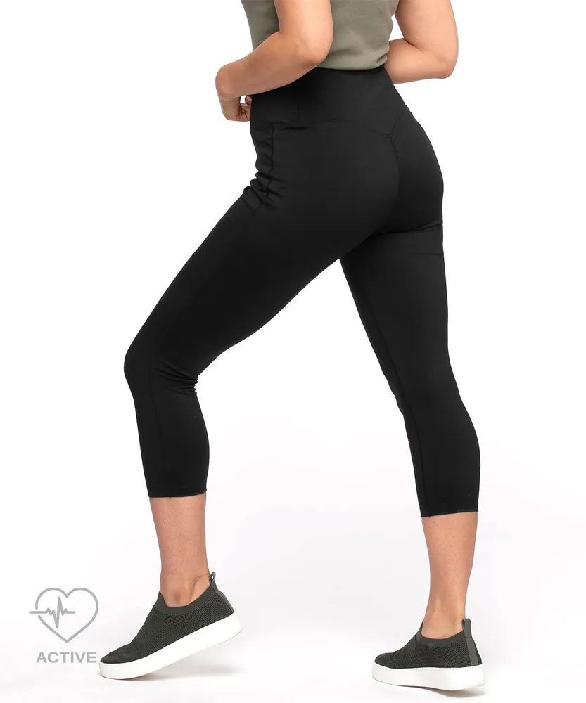 $78 Yogalicious Lux Women's Ankle Length Leggings Black Pockets