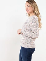 Speckle Cable Knit Pullover Sweater