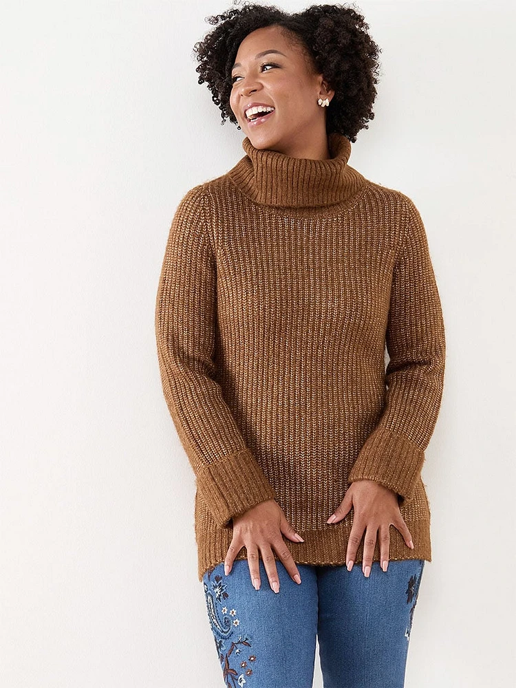 Petite Rib Knit Turtleneck Sweater