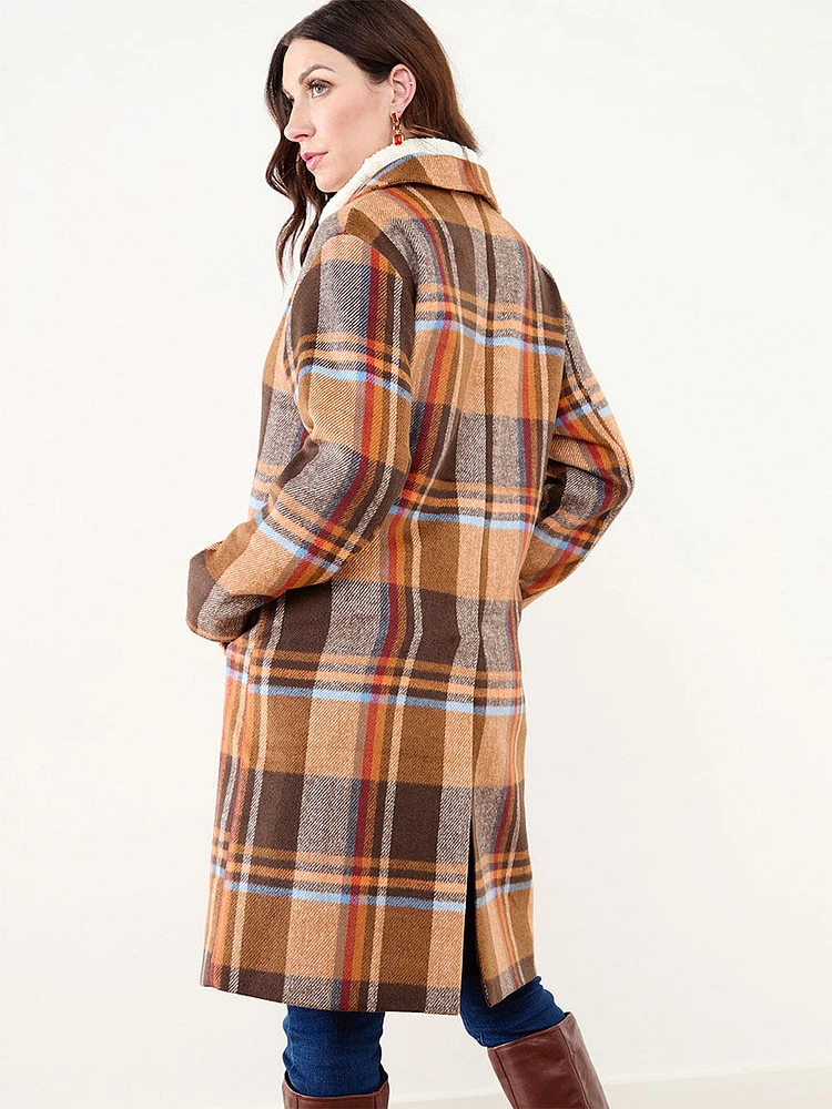 Evermore Plaid Wool-Blend Coat