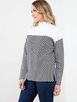 Chevron Mock Neck Pullover Sweater