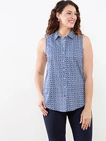 Sleeveless Collared Blouse