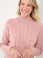 Mock Neck Cable Knit Sweater