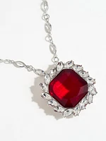 Cranberry Square Crystal Pendant