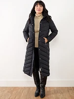 Vegan Down Button Front Coat