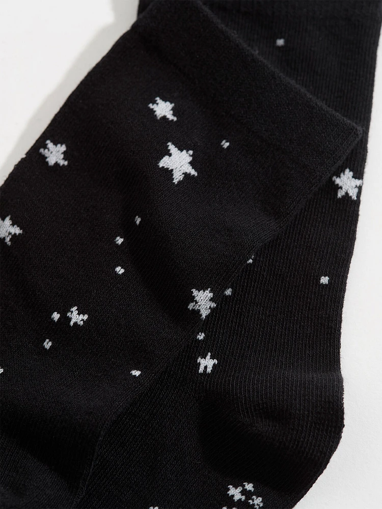 Ivory Stars Crew Socks