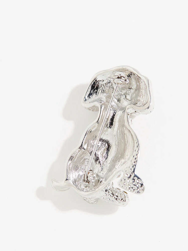 Silver Pave Dog Pin